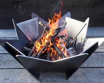 Abstract Fire Pit - Geometric Fire Ring - Steel Fire Place - Modern Backyard - Wood Burning