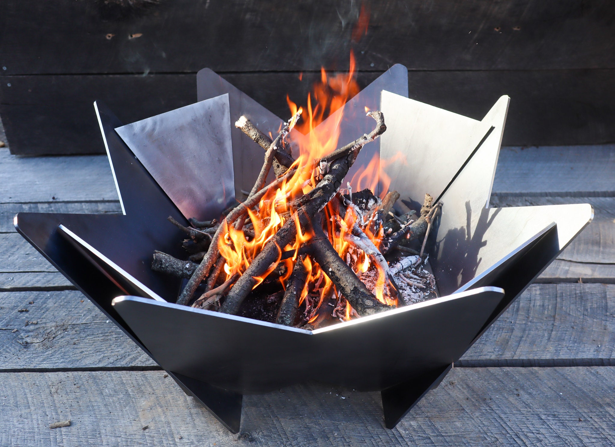 Abstract Fire Pit Geometric Fire Ring Steel Fire Place Etsy