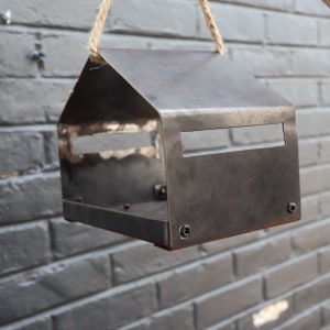 Rustic Metal Birdhouse - Hanging Bird Feeder - Unique Garden Gift - Best Mother&#39;s Day Gift 2021 - Rustic Minimalist Bird Feeder -