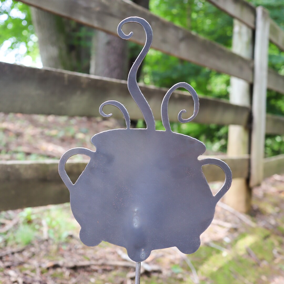 Metal Cauldron Garden Stake Halloween Steel Lawn Decor Fall Yard Art ...