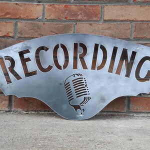 Custom Recording Sign Personalized Gifts Wall Art Wall Decor Podcast Recording Studio Microphone On Air Sign image 4