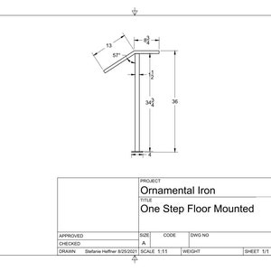 1 Step Handrail Metal Grab Rail for One Stair Scroll End Stair Rail image 4