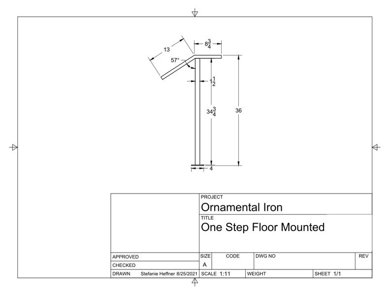 1 Step Handrail Metal Grab Rail for One Stair Scroll End Stair Rail image 4