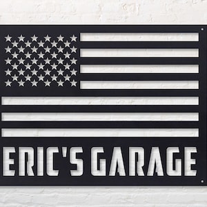 Rustic American Flag - Personalized Metal Sign - Workshop Sign - Custom Workshop Sign  - Personalized Gifts - Garage Sign - Gifts For Him