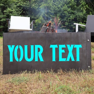 Custom Text Steel Fire Pit - Metal Outdoor Backyard Fire Ring - Decoración personalizada del patio rústico del hogar - ¡Agregue su propio texto! - Envío gratis