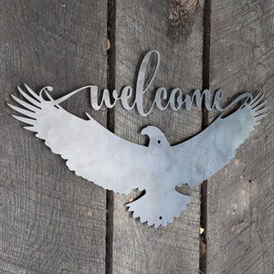 Patriotic Welcome Metal Sign - American Eagle Wall Art - Fourth of July Decor - America Wall Decor - Bald Eagle -  Patriot
