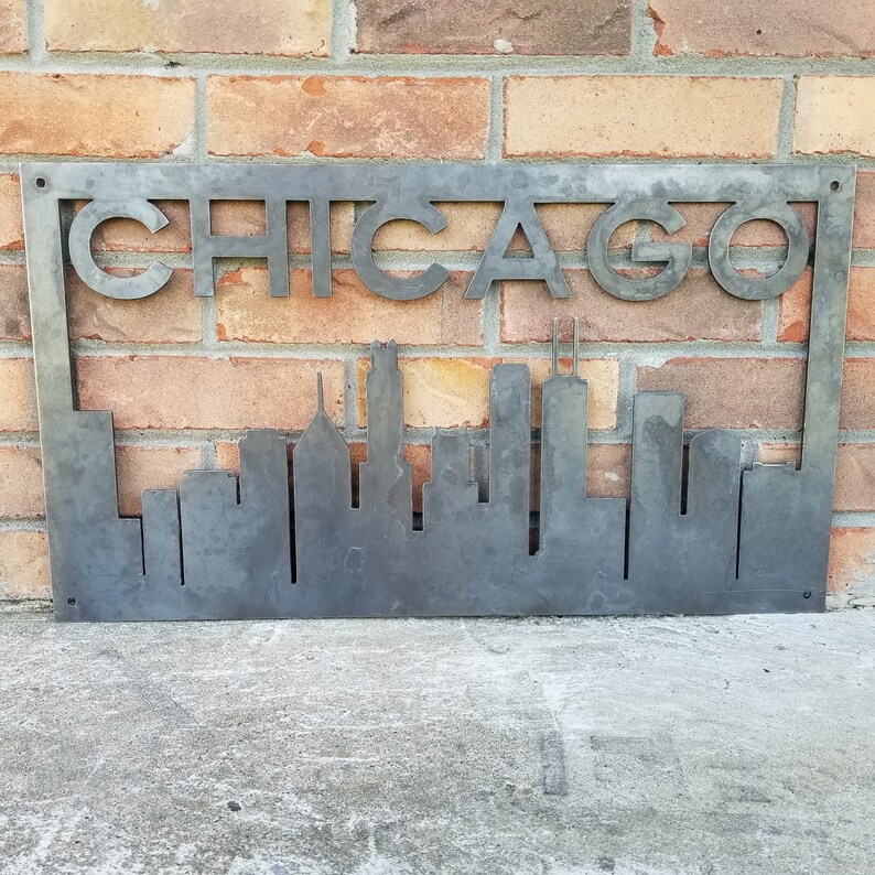 Personalized Metal Chicago Skyline Sign Custom Chicago Etsy