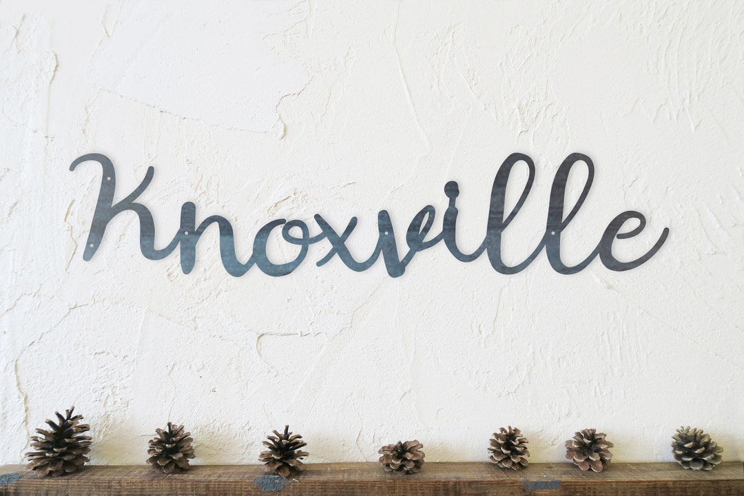 Ships in 2 Days Metal Knoxville Sign Cursive Word Wall Decor Tennessee