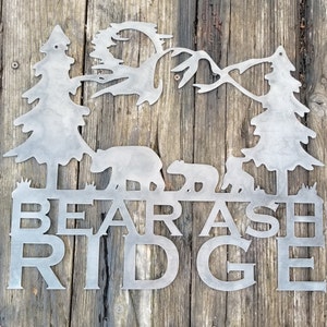 Personalized Mountain Bears Sign - Custom Metal Sign - Bear Decor For Cabin - Custom Cabin Sign - Custom Family Sign - Metal Home Decor