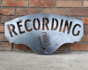 Custom Recording Sign - Personalized Gifts - Wall Art - Wall Decor - Podcast - Recording Studio - Microphone - On Air Sign