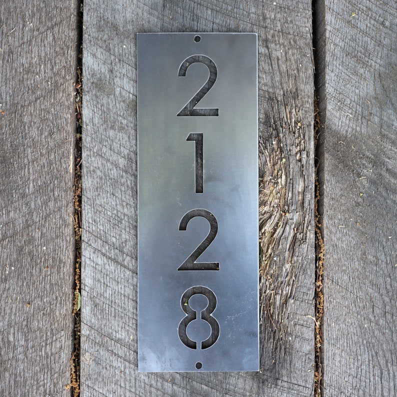 Metal House Address Sign Vertical Home Address Custom House Numbers Modern Address Sign House Number Sign Galvanized Metal Numbers image 3