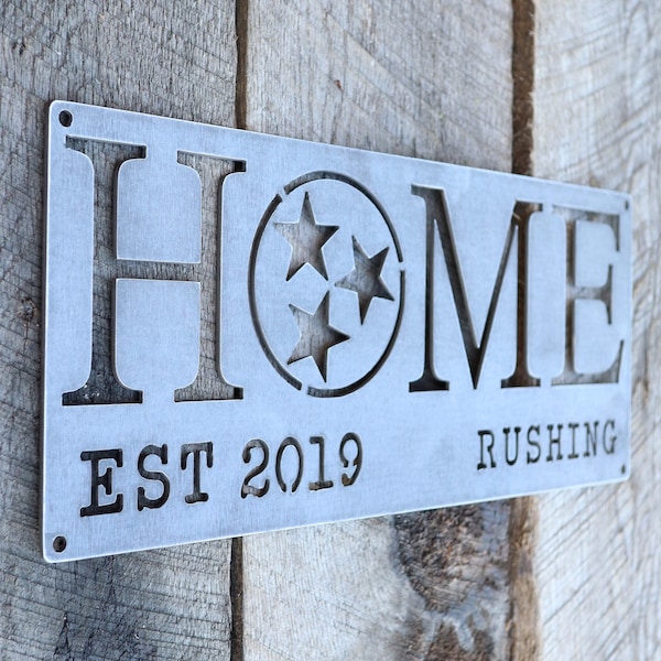 Personalized Metal Home Sign Made in Tennessee - Tristar - Family - Closing - Housewarming Gift - Tennessee Wall Decor - Personalized Gifts