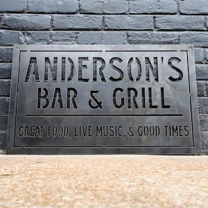 Personalized Metal Family Bar and Grill Sign Personalized Decor Wall Art Personalized Gifts Custom Metal Art Best Gifts image 4