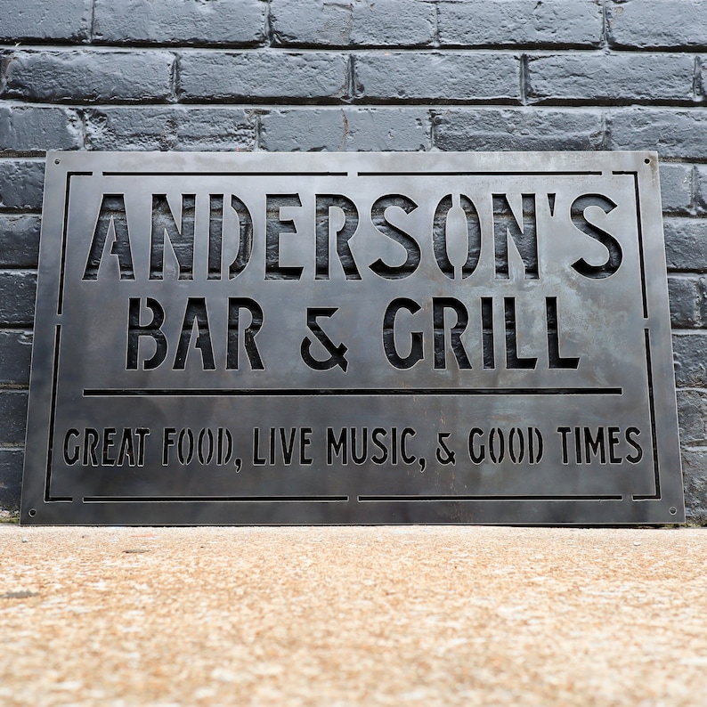 Personalized Metal Family Bar and Grill Sign Personalized Decor Wall Art Personalized Gifts Custom Metal Art Best Gifts image 4