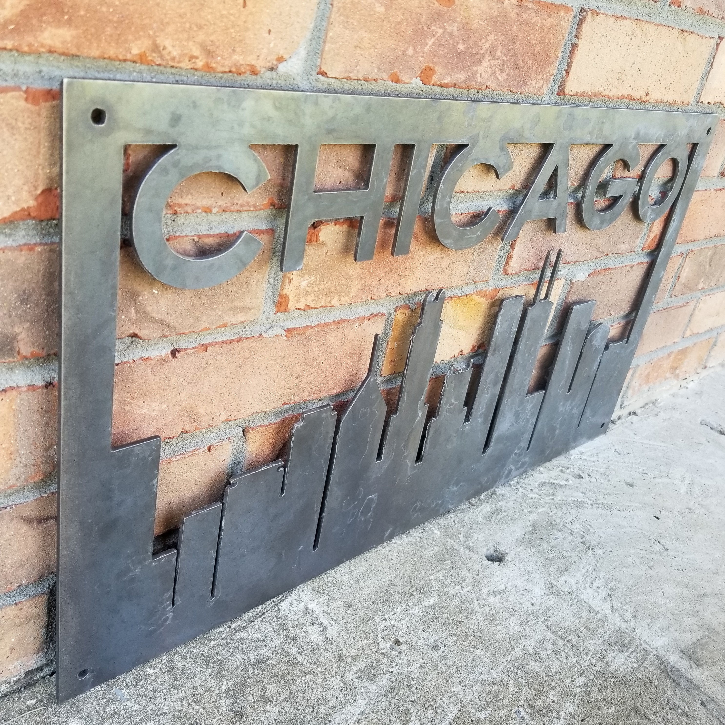 Personalized Metal Chicago Skyline Sign - Illinois Wall Art ...