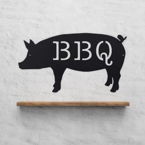 BBQ Pig Metal Sign - Kitchen - Butcher Shop - Barbecue - BBQ - Pig Sign - Custom Sizes Available - Metal Smoker Decor