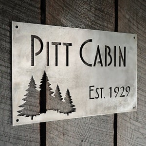 Personalized Metal Cabin Sign - Mountain Wedding Established Date Wall Art - Personalized Gift - Wall Art - Home Decor - Home Gifts - Gifts