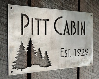 Personalized Metal Cabin Sign - Mountain Wedding Established Date Wall Art - Personalized Gift - Wall Art - Home Decor - Home Gifts - Gifts