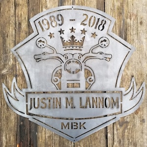 Metal Motorcycle Memorial - Custom Biker Metal Sign Plaque - Personalized Date and Name Memorial Sign  - Personalized Gifts