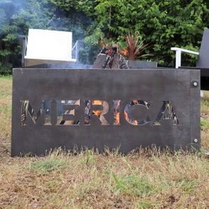 American Steel Fire Pit Metal Outdoor Backyard Fire Ring American Fourth of July Patio Decor Personalized Gifts image 6