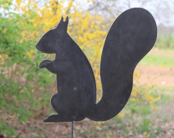 Ships in 2 Days | Metal Squirrel Garden Stake - Steel Gardening Decor - Animal Yard Art Marker - Cute - Unique - Spring and Summer Decor