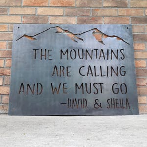 Couple&#39;s Mountain Sign - Metal Mountain Sign - John Muir Quote Sign - Anniversary Gifts - Engagement Gifts - Couple&#39;s Gift - Outdoor Decor