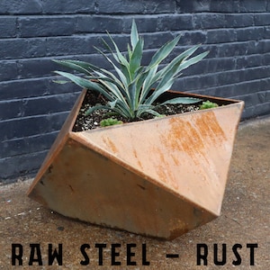 Modern Geo Steel Planter 25" x 23" x 15" - Geometric Plant Pot - Patio Garden Decor - Modern Minimalist Planter - Unique Planter Pot