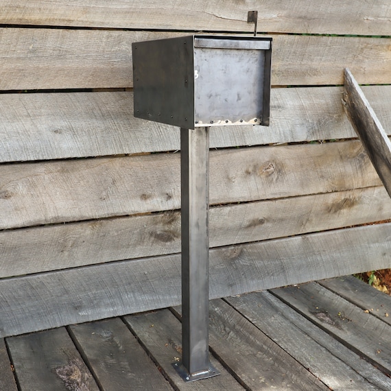 Minimalist  Steel Mailbox - Metal Address Mail Box - Letter Box Post - Modern - Sleek - Industrial