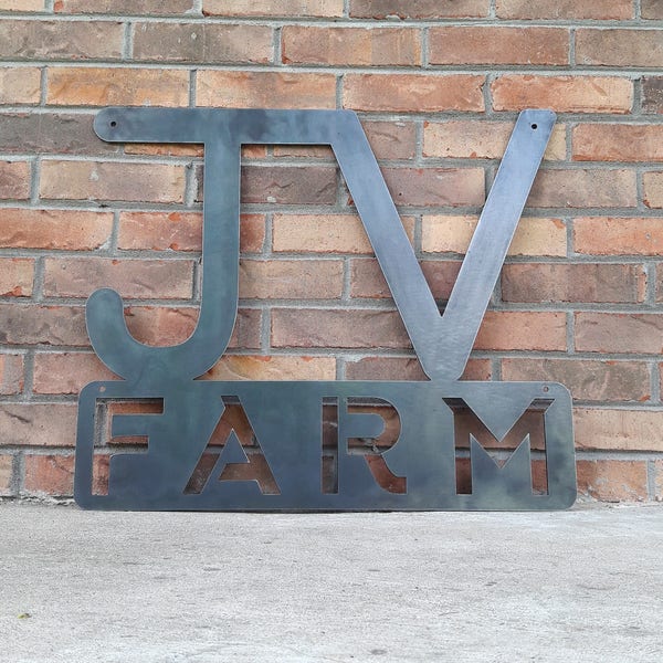 LARGE Metal Initial Sign - Cattle Brand - Farm Name Sign - Ranch Name Sign - Custom Metal Brand - Personalized Gifts - Wall Art - Wall Decor