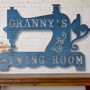 Personalized Metal Sewing Machine Sign Personalized Gifts Wall Art Wall Decor Metal Wall Art Sewing Machine Sign Custom Gift image 2