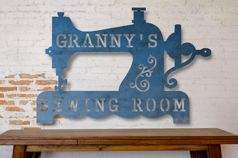 Personalized Metal Sewing Machine Sign Personalized Gifts Wall Art Wall Decor Metal Wall Art Sewing Machine Sign Custom Gift image 2