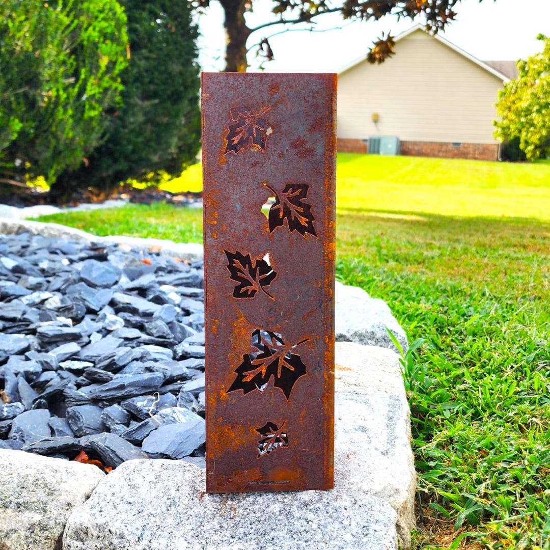 Rusted Steel Fall Leaves Garden Column – Metal Yard Art - Etsy