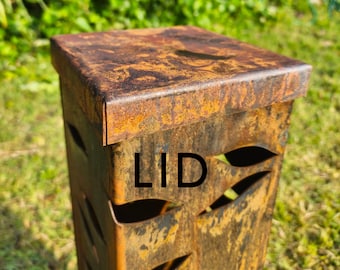 Rusted Steel Garden Column Lid or Planter Top Only - USA Made