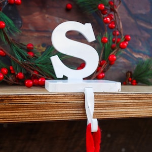 Personalized Monogram Stocking Holder - Metal Heavy Stocking Hanger - Holiday Home Decor - Mantel Stocking Holder - Personalized Gift