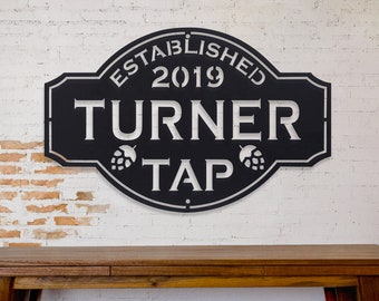 Personalized Bar Sign - Tap, Pub or Lounge - Metal Wall Art - Custom Sign - Personalized Gifts For Him - Wall Decor - Gifts for Him