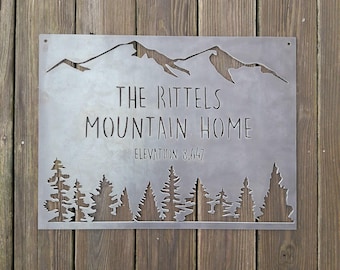 Personalized Mountain Home Metal Sign - Custom Family Name Wall Art - Personalized Gifts - Mountain Home Wall Art - Unique Holiday Gift