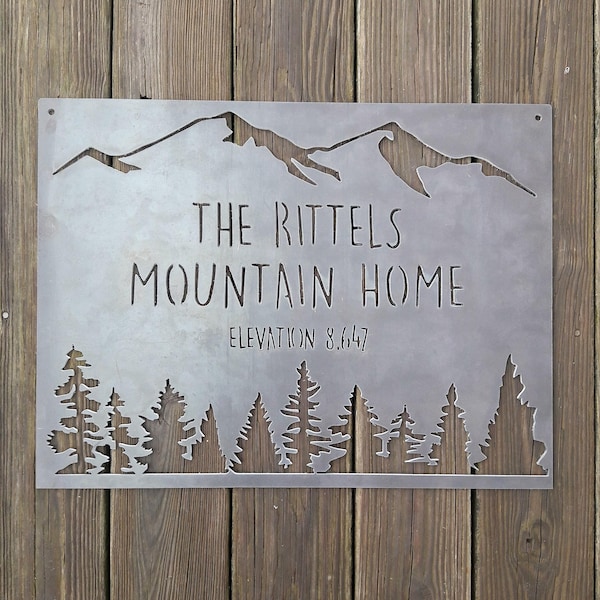 Personalized Mountain Home Metal Sign - Custom Family Name Wall Art - Personalized Gifts - Mountain Home Wall Art - Unique Holiday Gift