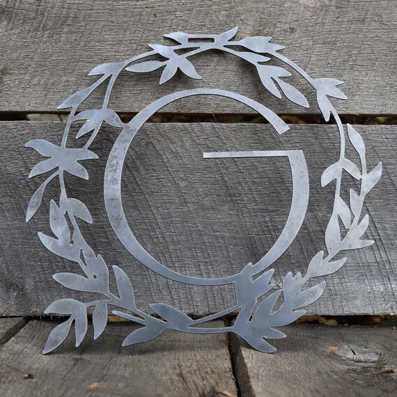 Custom Metal Monogram Summer Wreath Initial Letter Front Etsy