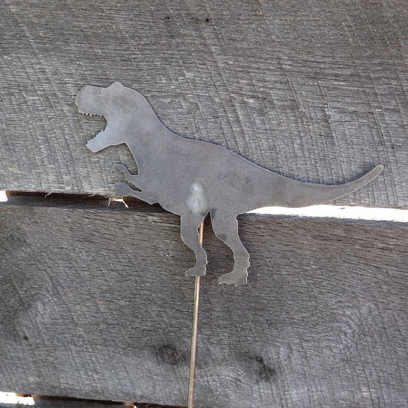 Metal T Rex Garden Stake Dinosaur Yard Art Metal Garden Etsy UK