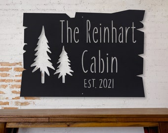 Personalized Metal Cabin Sign - Mountain Cabin Established Date Wall Art - Custom Cabin Sign- Cottage Decor - Cottage Core - Cabin Decor