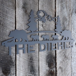 Personalized Mountain Bears Sign - Metal Wall Decor Last Name Signs - Metal Family Name Sign  - Personalized Gifts - Modern Farmhouse