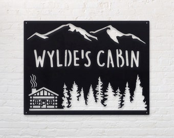 Custom Rustic Metal Cabin Sign - Mountain Home Wall Decor - Personalized Gifts - Cabin Decor - Personalized Home Decor - Cabin Metal Signs