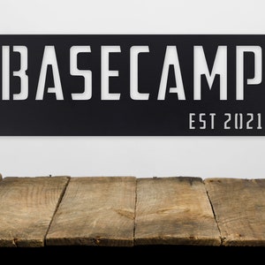 Personalized Metal Basecamp Sign - Base Camp Name Established Year - Modern Decor - Personalized Gifts - Gifts for Him - Bestfriend Gifts