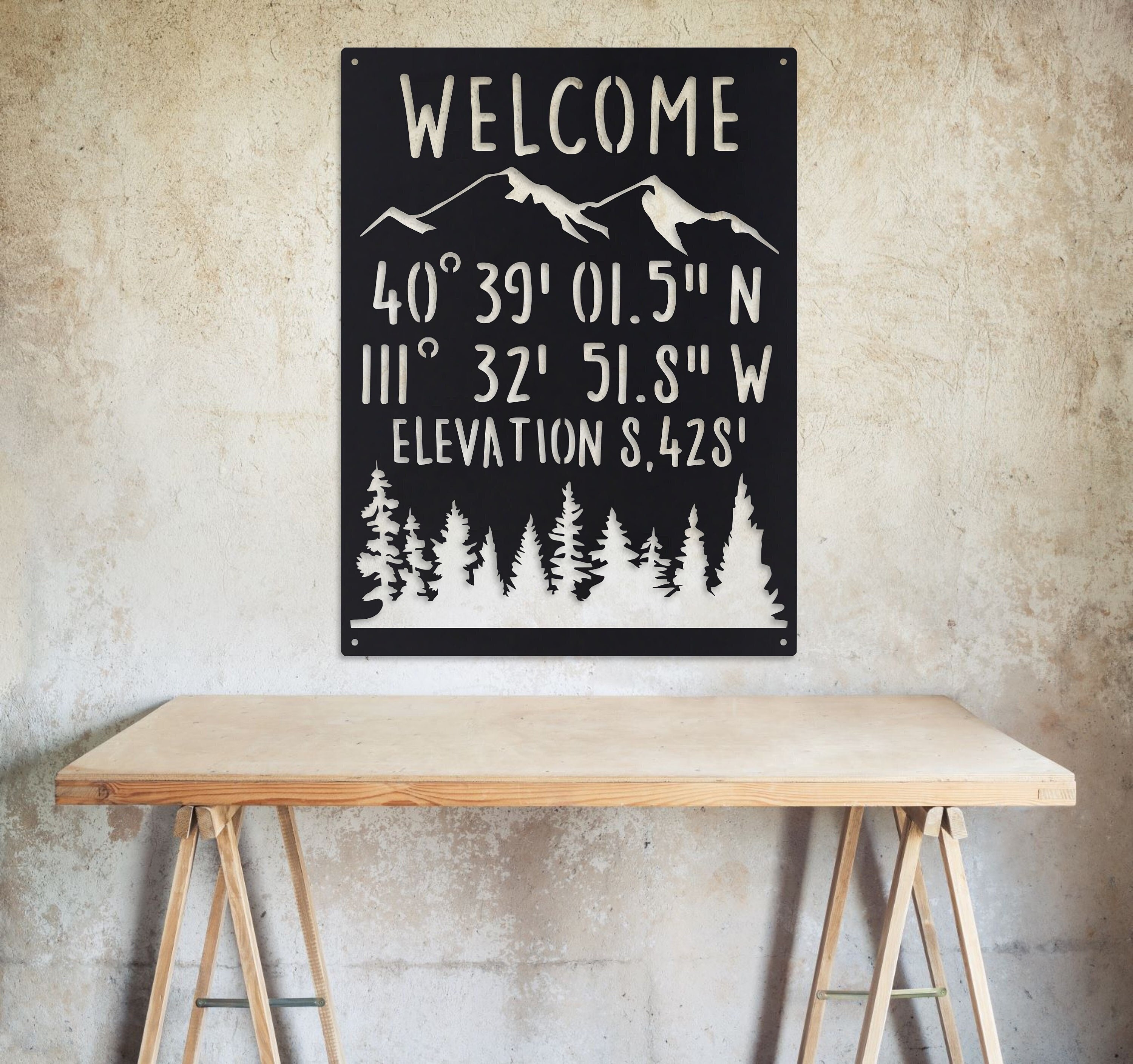 Mountain Coordinates and Elevation Sign Custom Coordinates