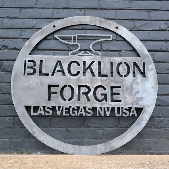 Personalized Hanging Metal Anvil Sign - Custom Blacksmith Forge Wall Art - Garage Workshop Decor - Man Cave Sign - Gift for Him
