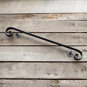 Custom Length Metal Handrail with Scroll End - Wall Mount Grab Rail - Victorian Stair Rail