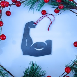 Bicep Flex Christmas Ornament - FREE SHIPPING, Stocking Stuffer, Holiday Gift, Tree, Fitness, Bodybuilding, Weight Lifting, Gym Ornament