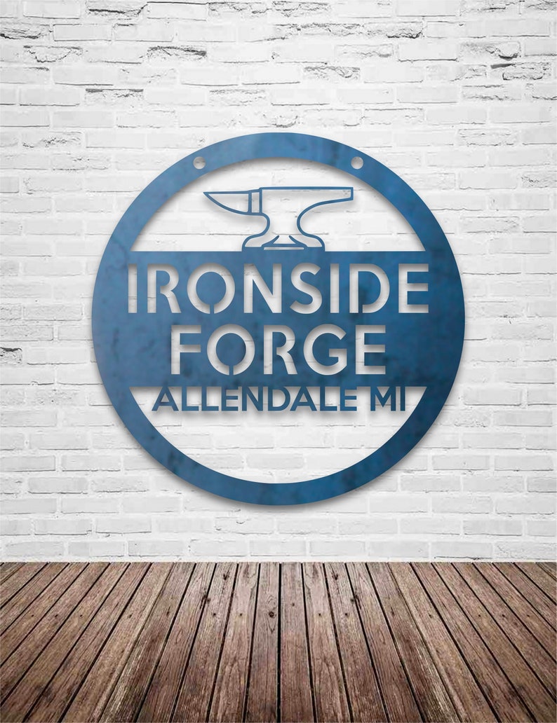 Personalized Hanging Metal Anvil Sign - Blacksmith Forge Wall Art - Man ...