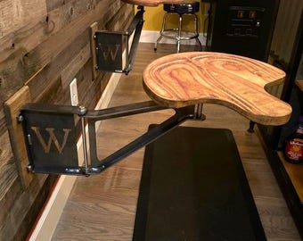 Personalized Monogram Swing Away Bar Stool - Custom Wall Mounted Seating