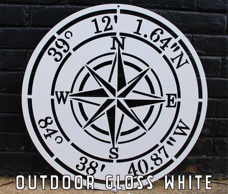 Personalized Compass Rose Metal Sign Personalized Gifts Wall Art Wall Decor Custom Coordinates Compass Rose Wall Art Home Gifts image 5